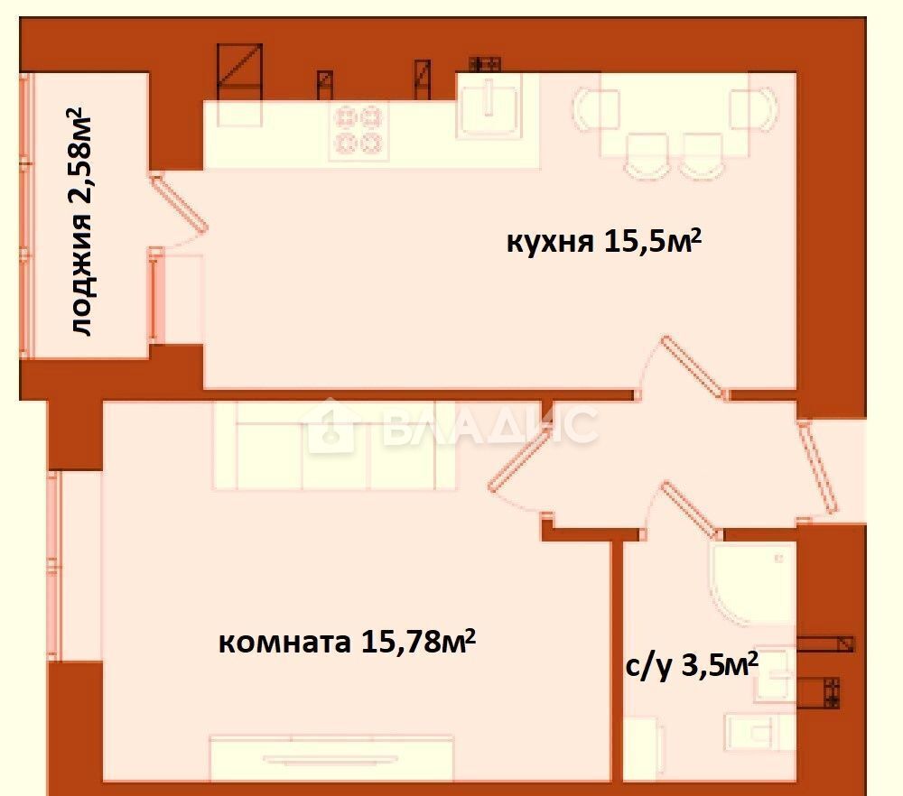 квартира г Калининград р-н Московский ул Флагманская 3а фото 6