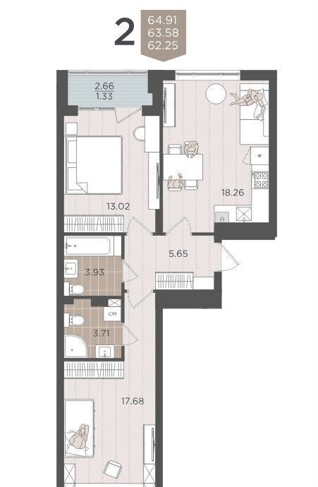 квартира г Калининград р-н Московский ул Батальная з/у 65Б фото 2