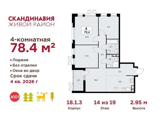 метро Коммунарка Потапово, ЖК Скандинавия, 18. 2.1 фото