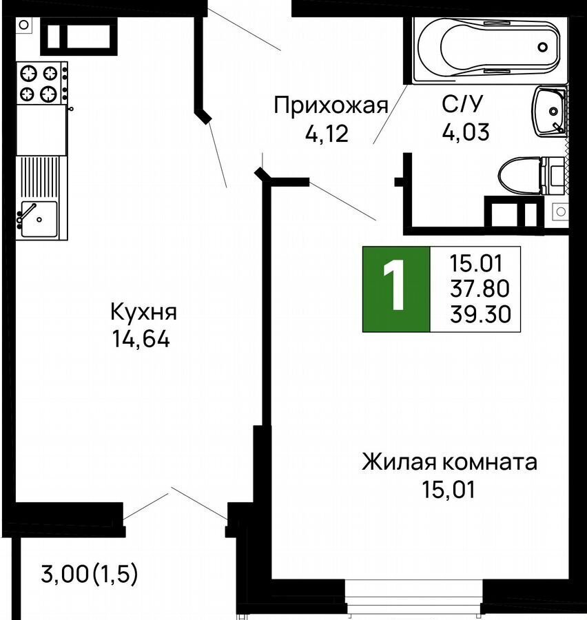 квартира г Майкоп пер Авиационный 1 фото 13