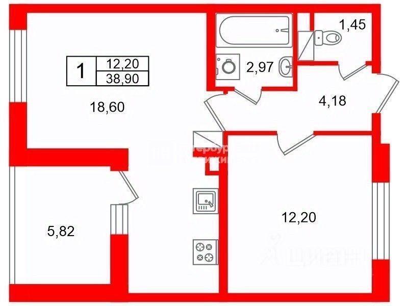 квартира г Санкт-Петербург пр-кт Ветеранов 169/1 ЖК «Солнечный город» округ Сосновая поляна, Ленинградская область фото 11
