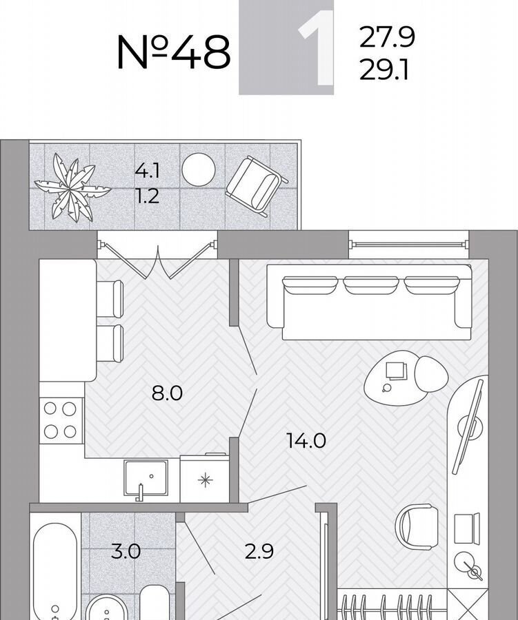 квартира г Калининград ул Мира гп-6, пос. Луговое фото 1