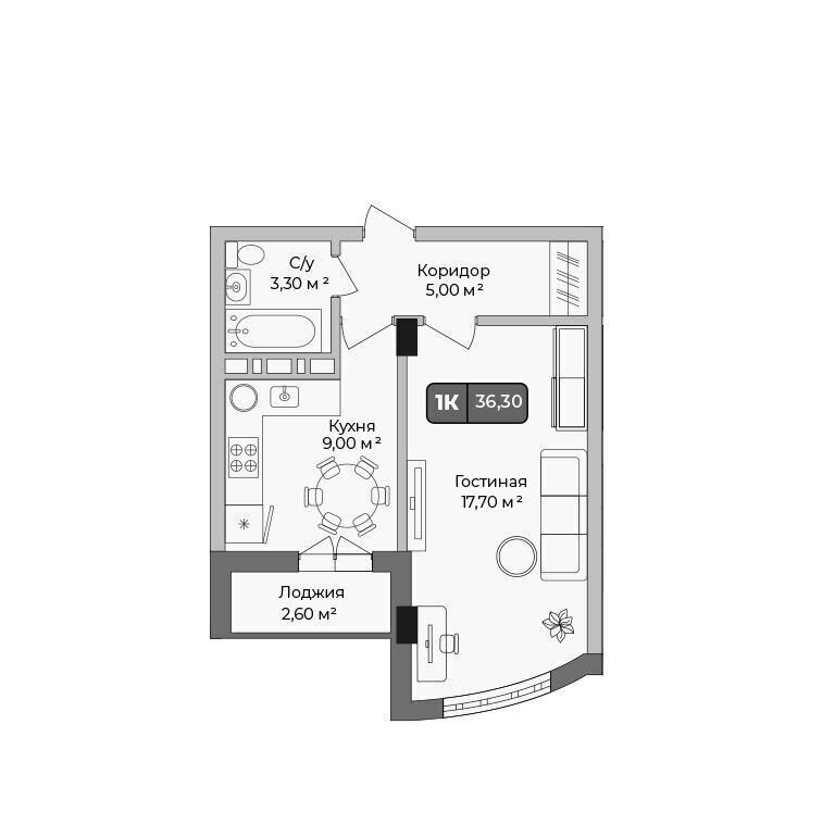 квартира г Краснодар р-н Прикубанский ул им. Сергея Есенина 1 д. 108 фото 2
