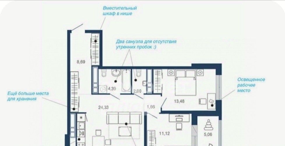 квартира г Липецк р-н Советский ш Елецкое 7 фото 3
