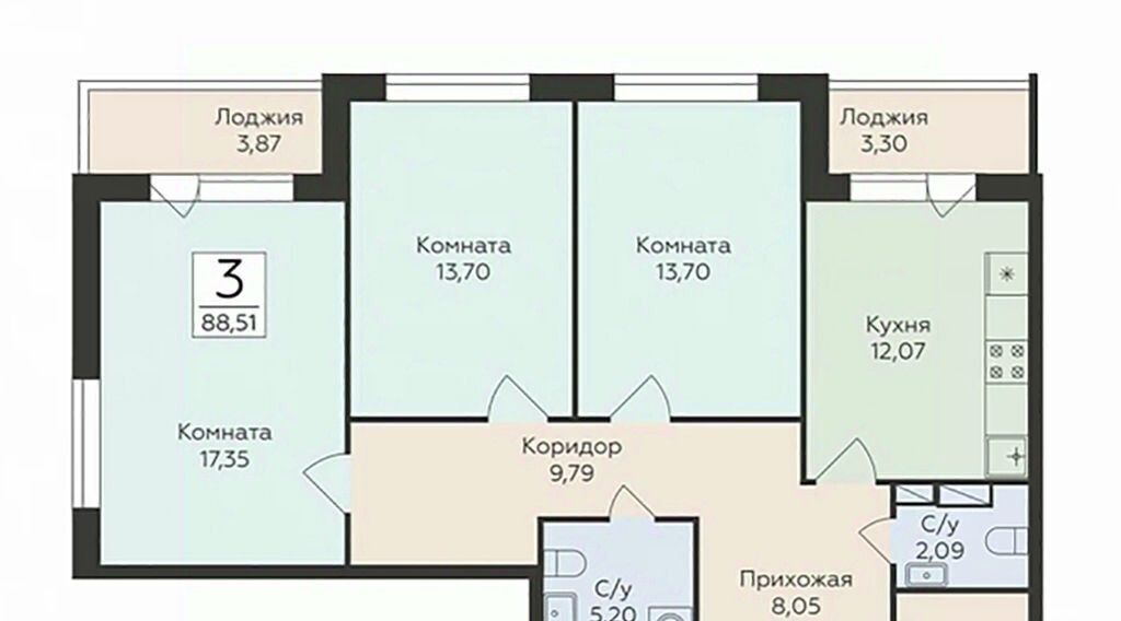 квартира г Воронеж р-н Ленинский ул Чапаева 68б фото 1