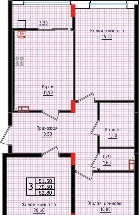 квартира г Ставрополь р-н Промышленный ул Якова Андрюшина 6 фото 2