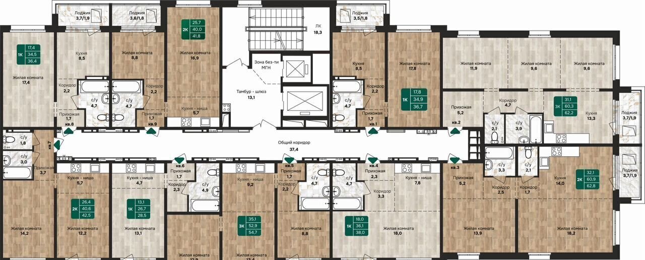 квартира г Барнаул р-н Индустриальный ул Власихинская 212 корп. 1 фото 38