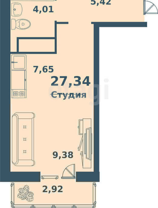 квартира г Ульяновск Север ЖК «Юность» фото 1