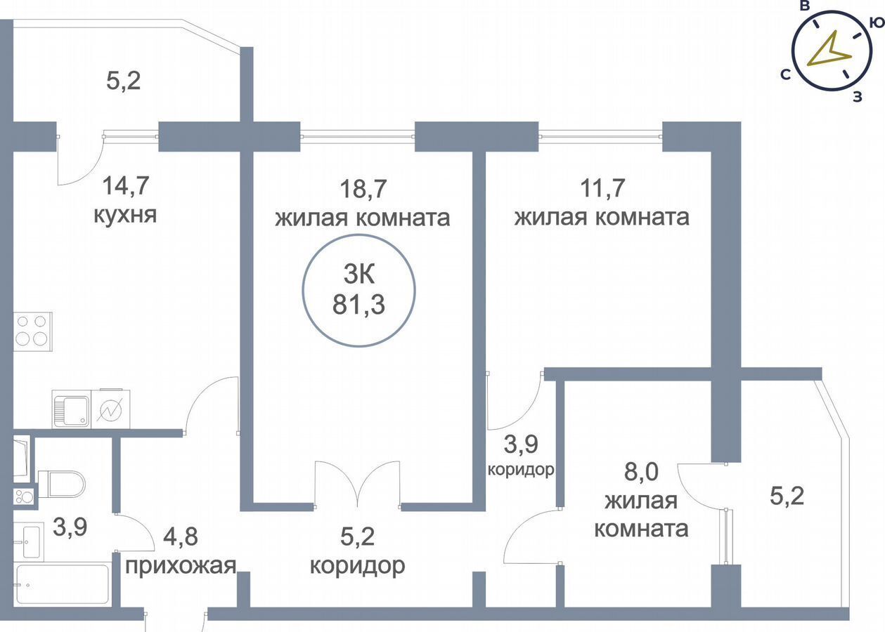 квартира г Сургут р-н Восточный тракт Югорский 52/1 фото 1