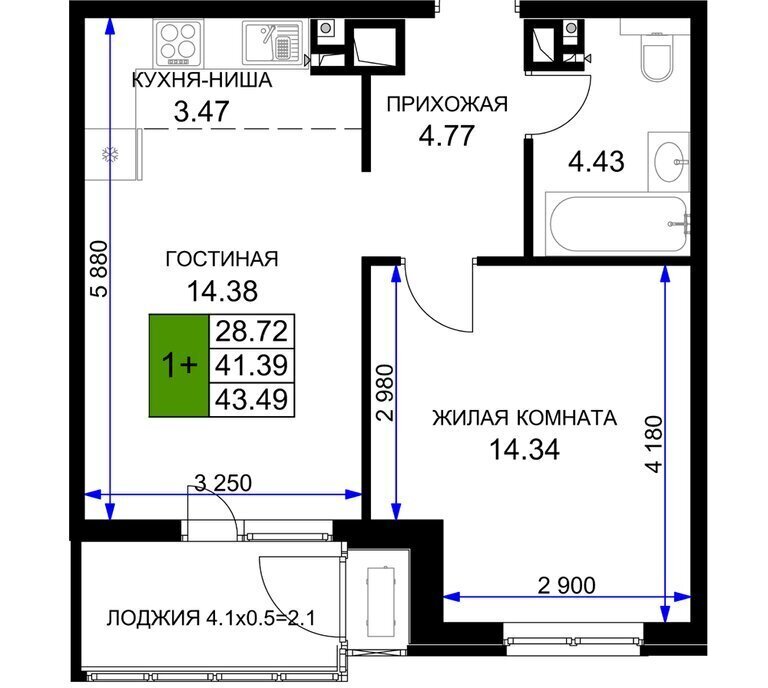квартира г Краснодар р-н Прикубанский ЖК «Сегодня» фото 1