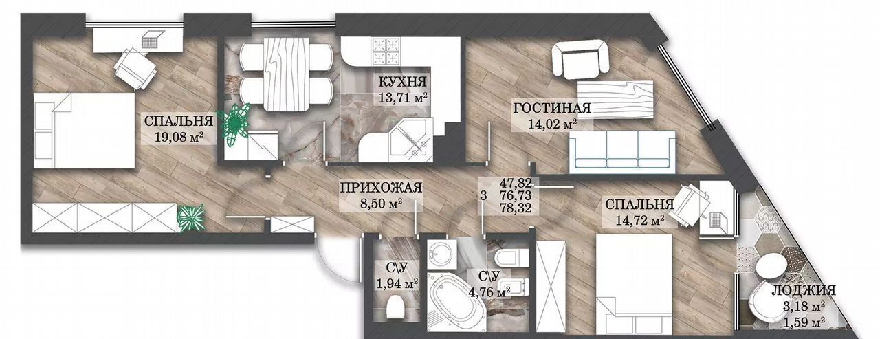 квартира г Иваново р-н Октябрьский пр-кт Ленина 55 ЖК «Левитан» фото 24