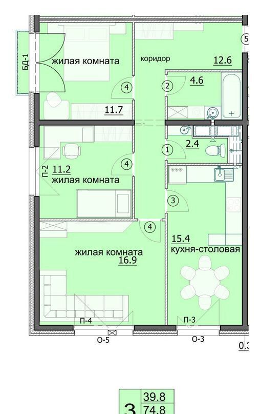 квартира г Пенза Пенза-4 ул Яшиной 8 ЖК «Лугометрия» р-н Октябрьский фото 17