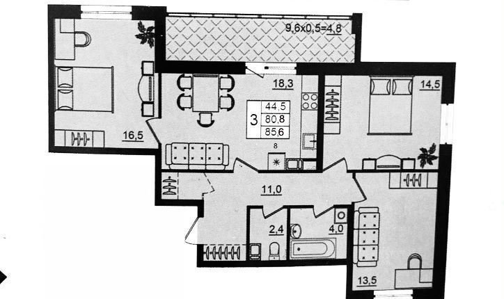 квартира г Волгоград р-н Дзержинский ул Качинцев 79а фото 21