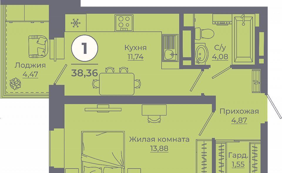 квартира г Ростов-на-Дону р-н Советский ул Еременко 4/8 жилой парк «Сокольники» мкр. 4 фото 8