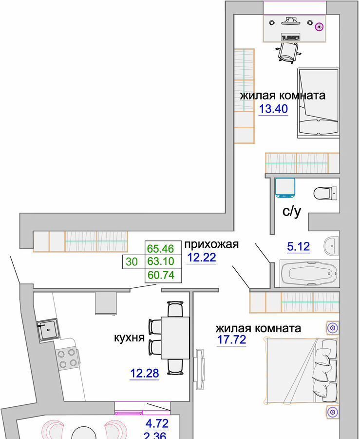 квартира р-н Зеленоградский г Зеленоградск ул Тургенева 16а фото 2