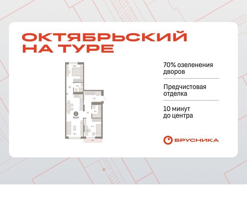 квартира г Тюмень ДОК ЖК «Октябрьский на Туре» фото 1