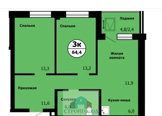 квартира г Красноярск р-н Свердловский ул Лесников 1 фото 3