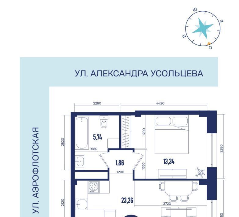 квартира г Сургут 39-й микрорайон посёлок Медвежий Угол ЖК «Крылов» фото 1
