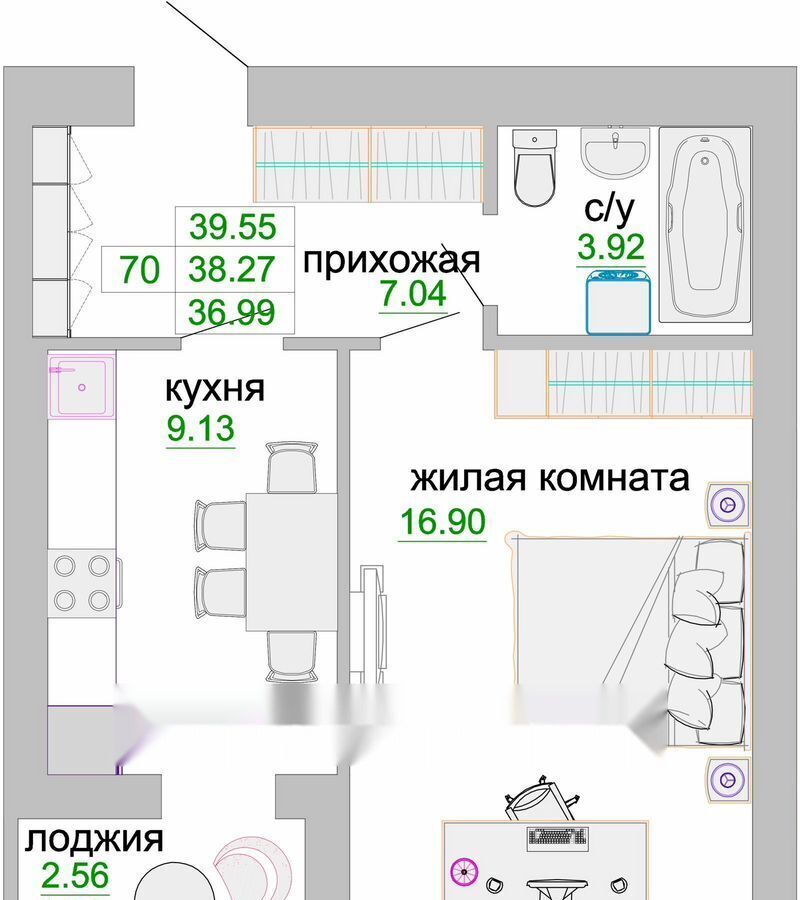 квартира р-н Зеленоградский г Зеленоградск ул Тургенева 16а корп. 2 фото 2