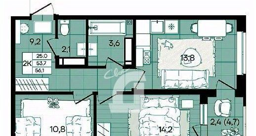 квартира г Краснодар р-н Прикубанский ул Народная 54/3 фото 1