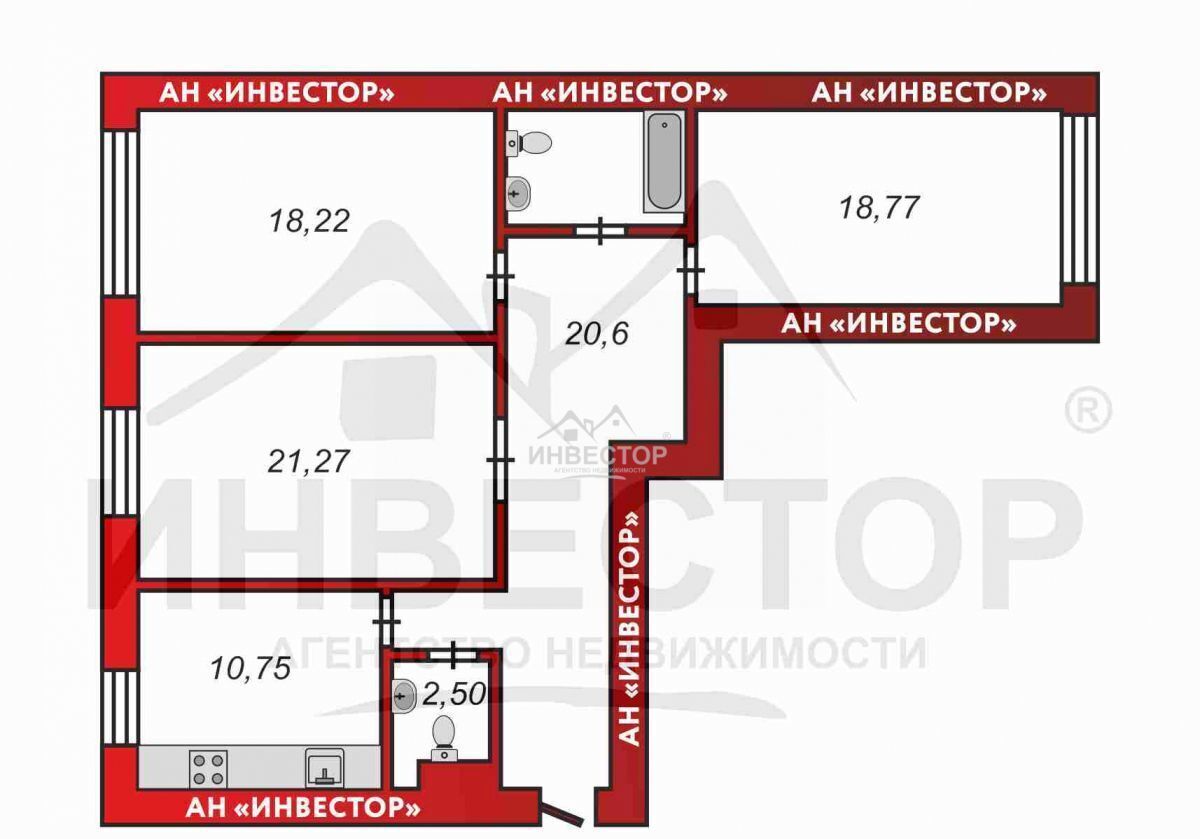 квартира г Челябинск р-н Калининский ул Братьев Кашириных 78а фото 28