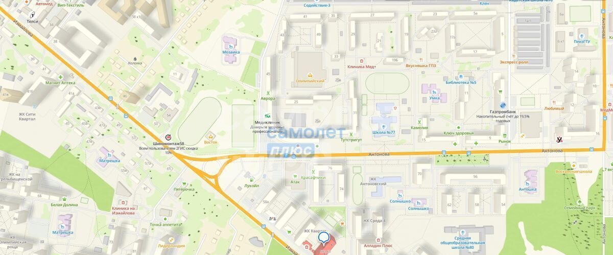 квартира г Пенза р-н Железнодорожный ул Измайлова 58ак/3 фото 33