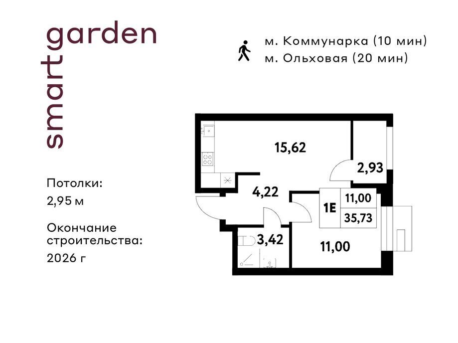 квартира г Москва п Сосенское п Газопровод метро Коммунарка жилой комплекс Смарт Гарден фото 1