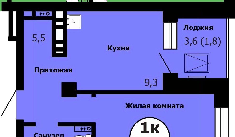 квартира г Красноярск р-н Октябрьский Сад № 2 Локомотивного Депо СНТ, 58 фото 1