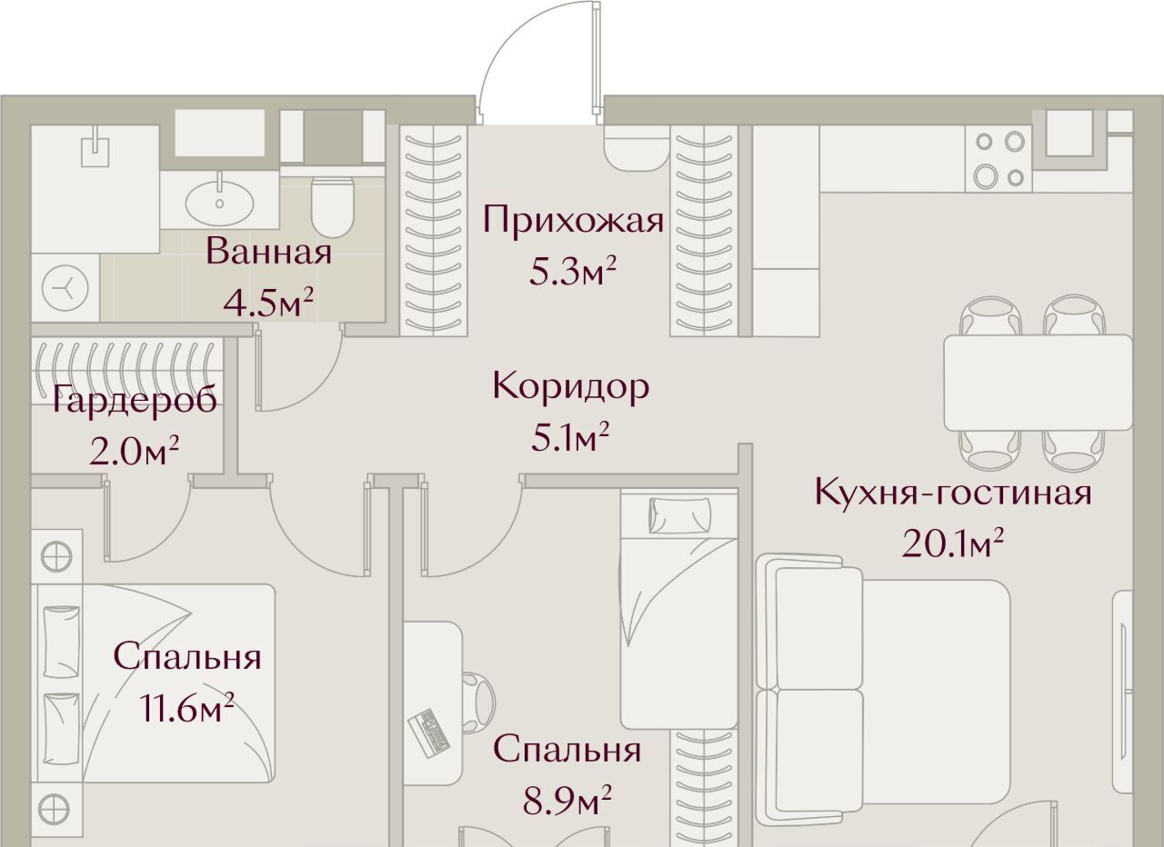 квартира г Казань метро Площадь Тукая пер Щербаковский 5 фото 2