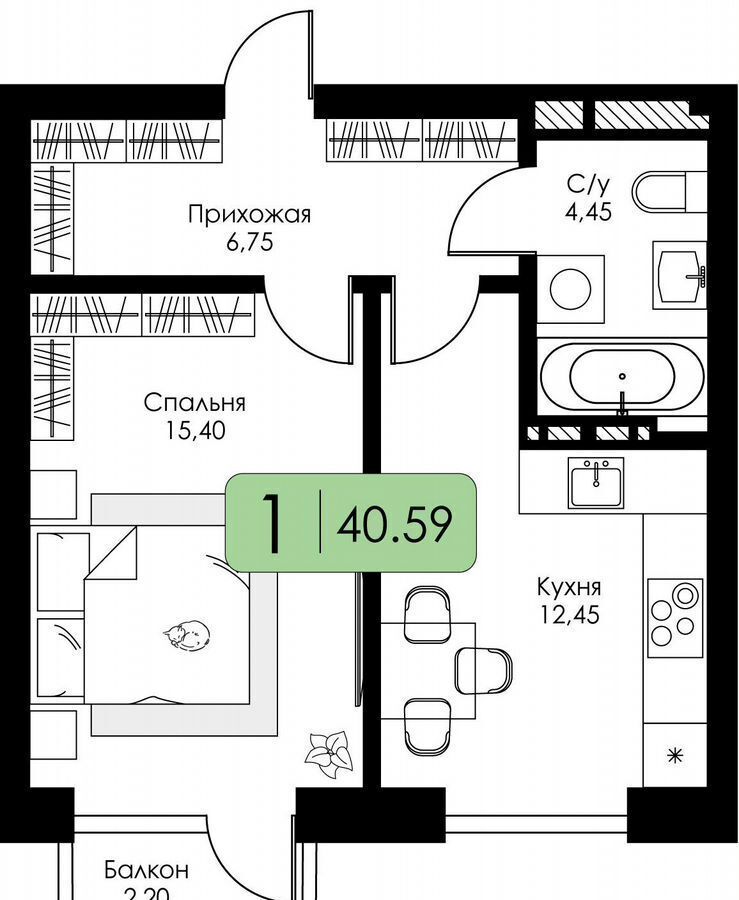 квартира г Смоленск р-н Ленинский ш Краснинское 4 блок-секция 1, 2, 3 фото 19
