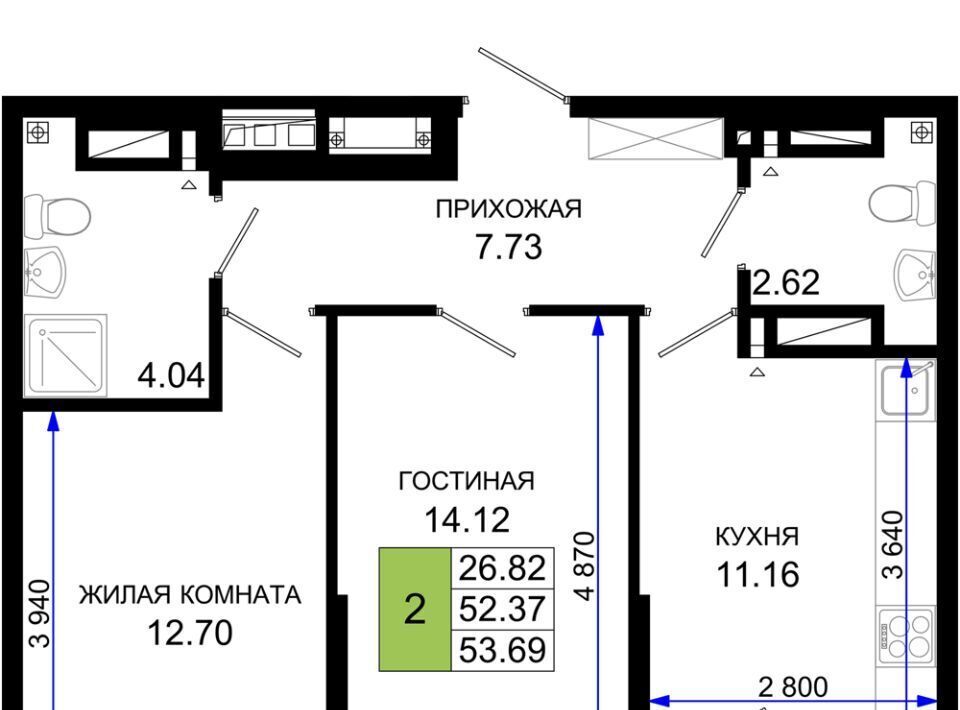 квартира г Ростов-на-Дону р-н Октябрьский пер Элеваторный 6/2с фото 1