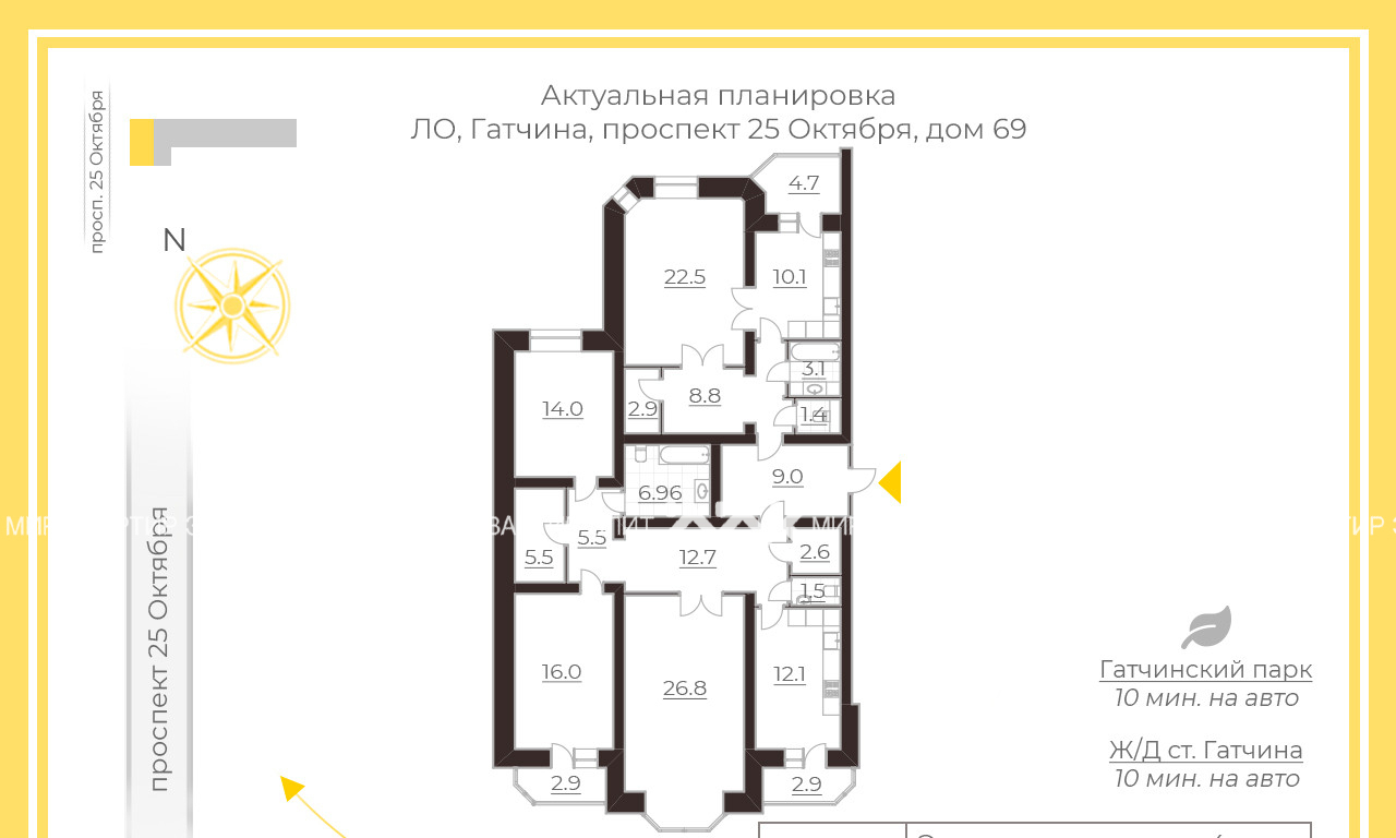 квартира р-н Гатчинский г Гатчина пр-кт 25 Октября 69/1 фото 39