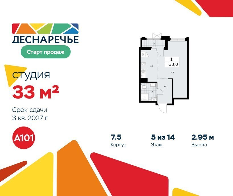 квартира г Москва метро Прокшино Троицк жилой район «Деснаречье» квартал № 23 фото 1