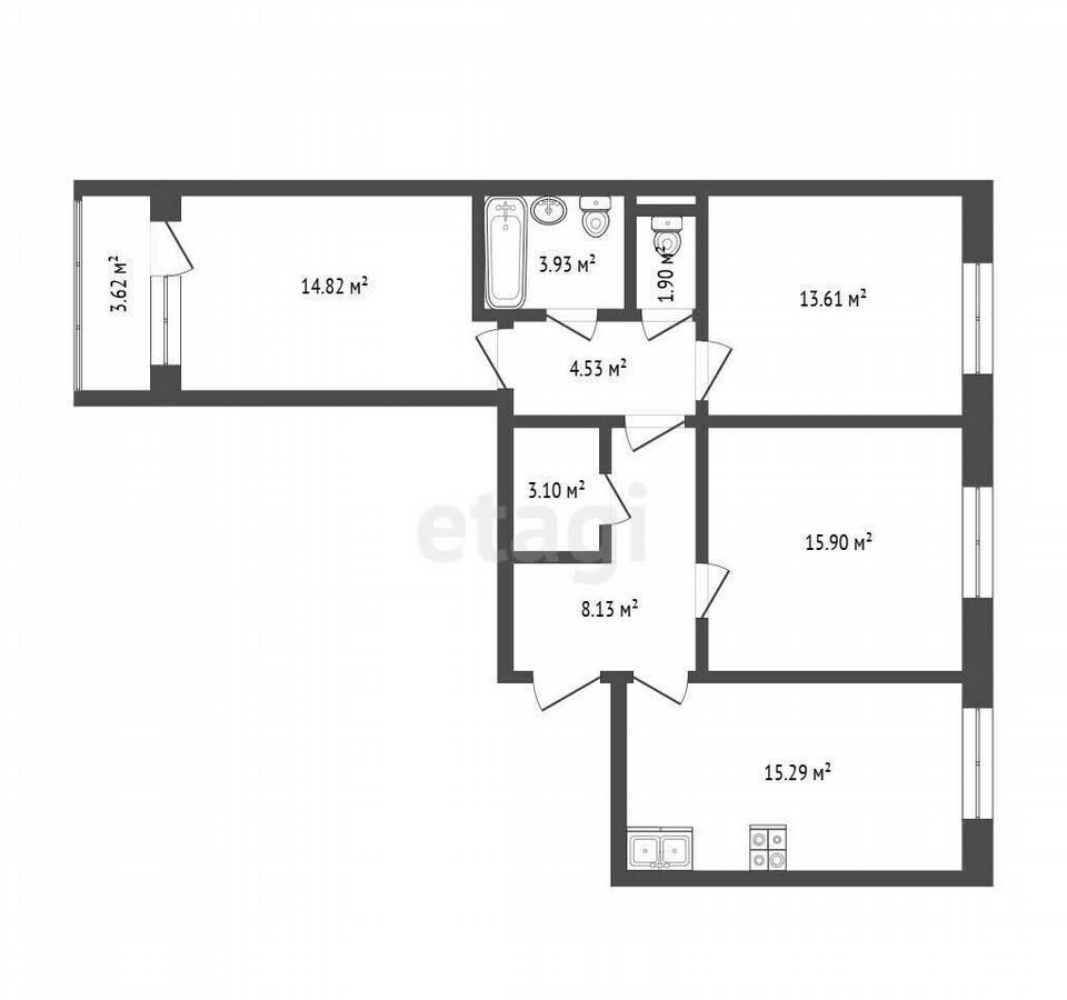 квартира г Тюмень р-н Калининский ул Фармана Салманова 12 фото 31