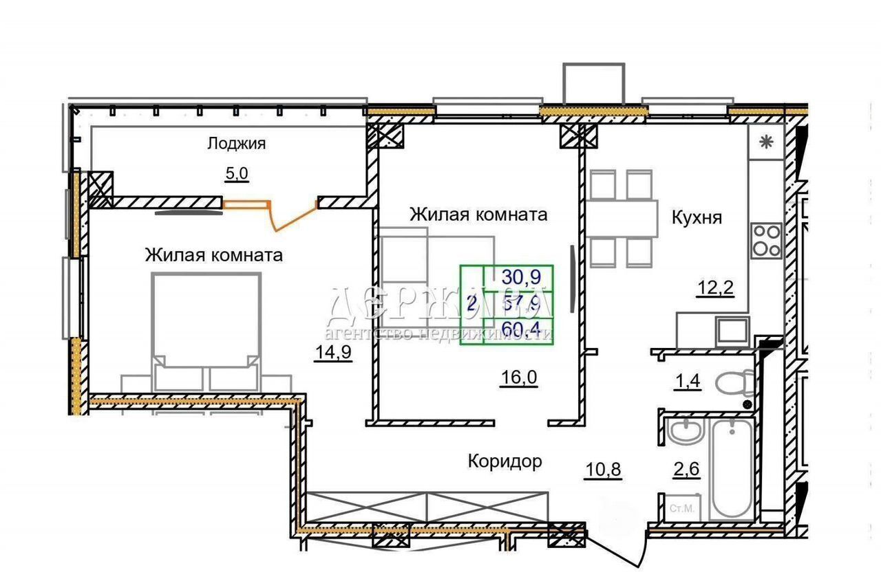 квартира г Старый Оскол ЖК Космос мкр-н Космос, 11 фото 2