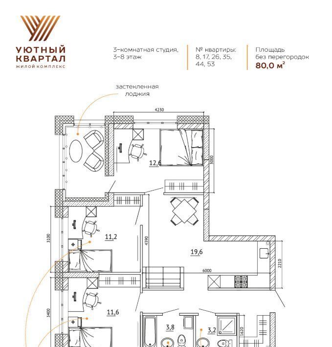квартира г Кемерово р-н Ленинский ЖК «Уютный Квартал» фото 2