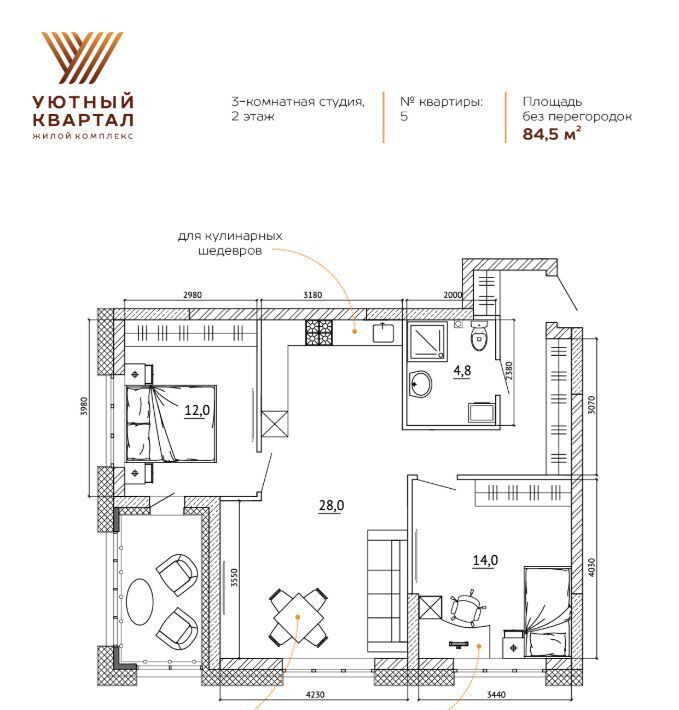 квартира г Кемерово р-н Ленинский ЖК «Уютный Квартал» фото 3