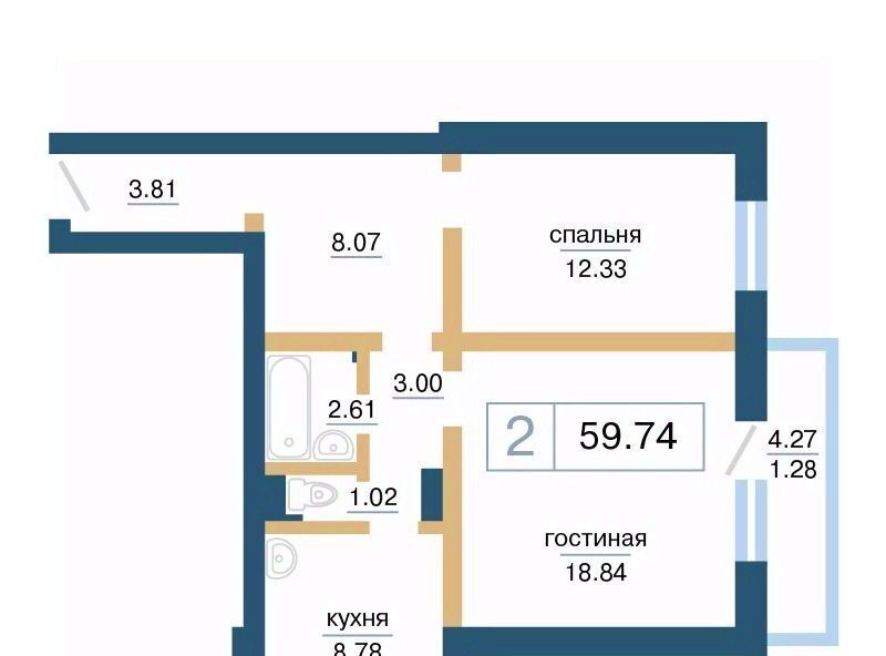 квартира г Красноярск р-н Советский микрорайон «Нанжуль-Солнечный» фото 2