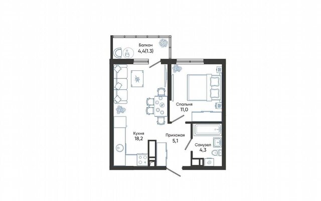 квартира р-н Центральный ул Куникова 1 блок-секции 1-5 фото