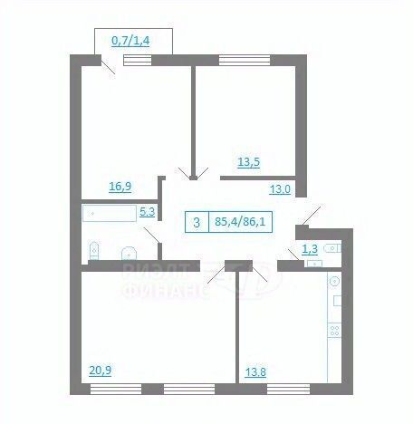 квартира г Калининград р-н Ленинградский ул Генерала Раевского 3 фото 24