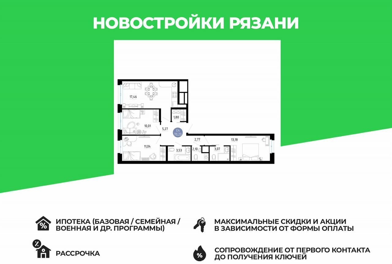 квартира г Рязань р-н Московский ул Княжье Поле ЖК «ЖИВИ» жилой дом фото 1