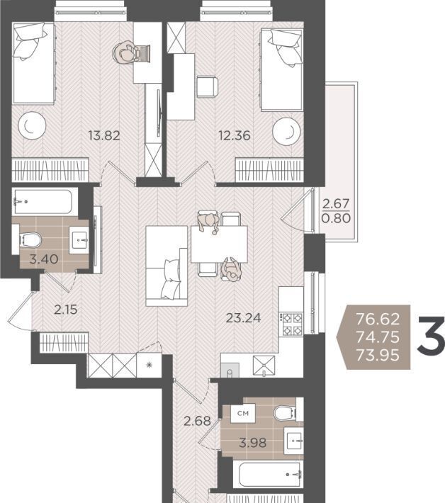 квартира г Калининград р-н Московский ул Батальная 65б Жилой квартал «Seven» фото 1