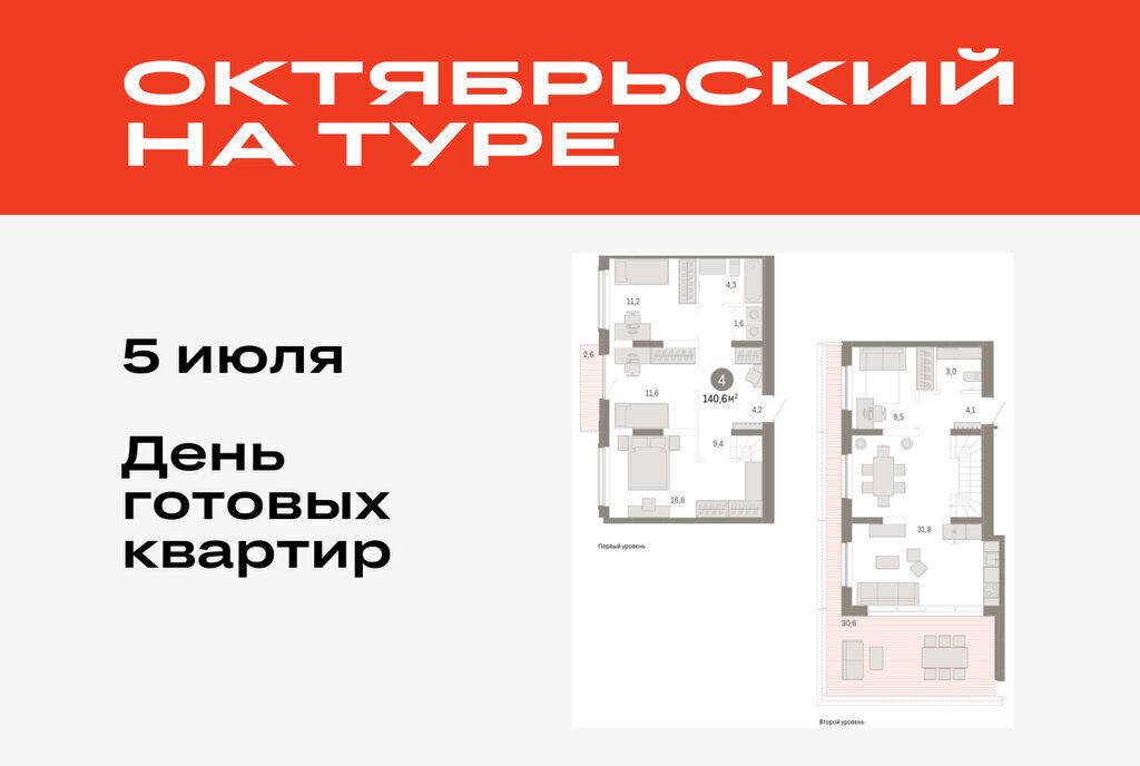 квартира г Тюмень ДОК ЖК «Октябрьский на Туре» фото 1