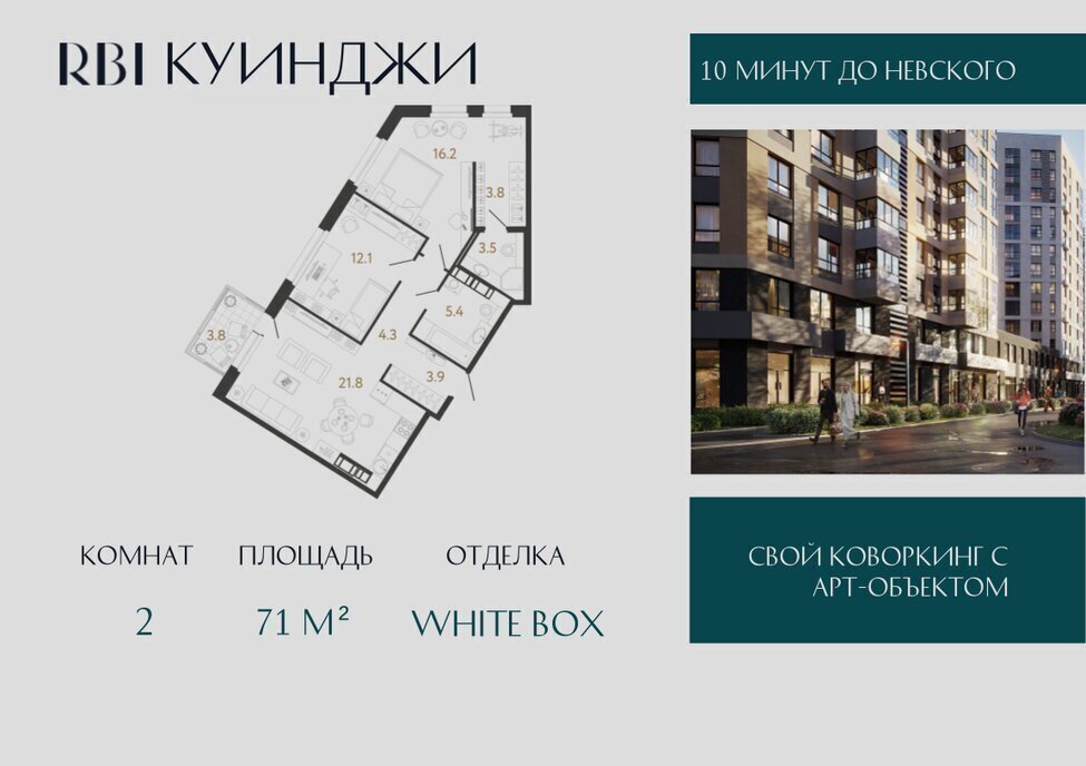 квартира г Санкт-Петербург метро Обводный Канал 1 ЖК «Куинджи» жилой комплекс Аэронавт фото 1