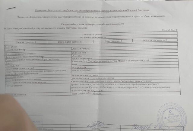 земля ул Моздокская 45 Урус-Мартановское городское поселение фото