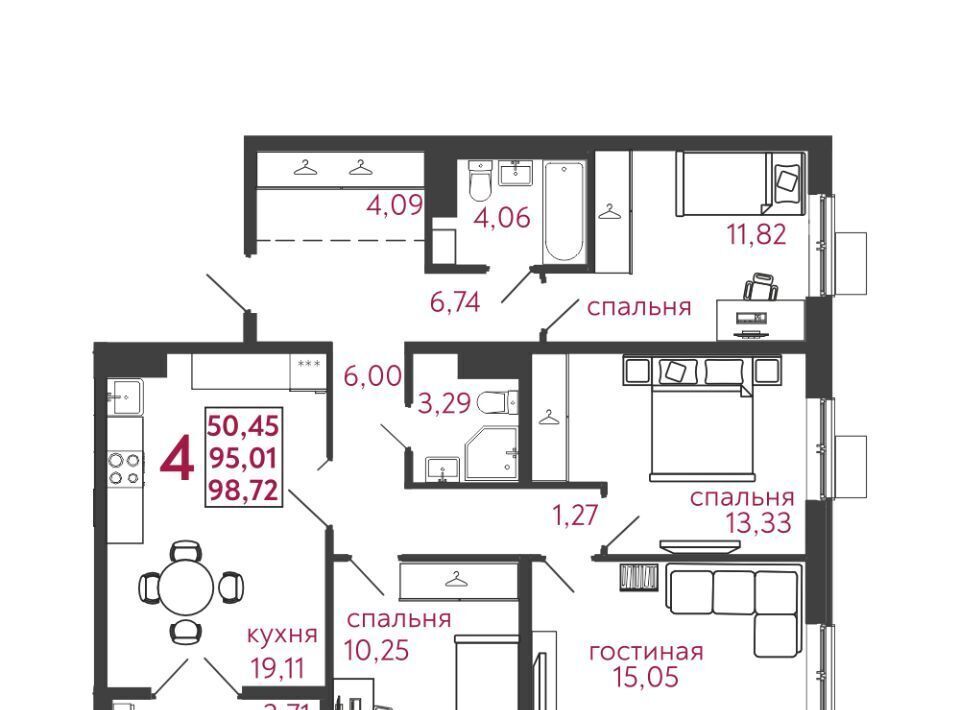 квартира г Пенза р-н Железнодорожный ул Баталина фото 1