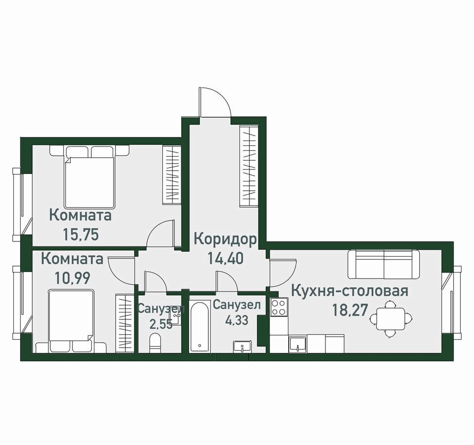 квартира г Челябинск Западный ул. Спортивная, д. 12 фото 1