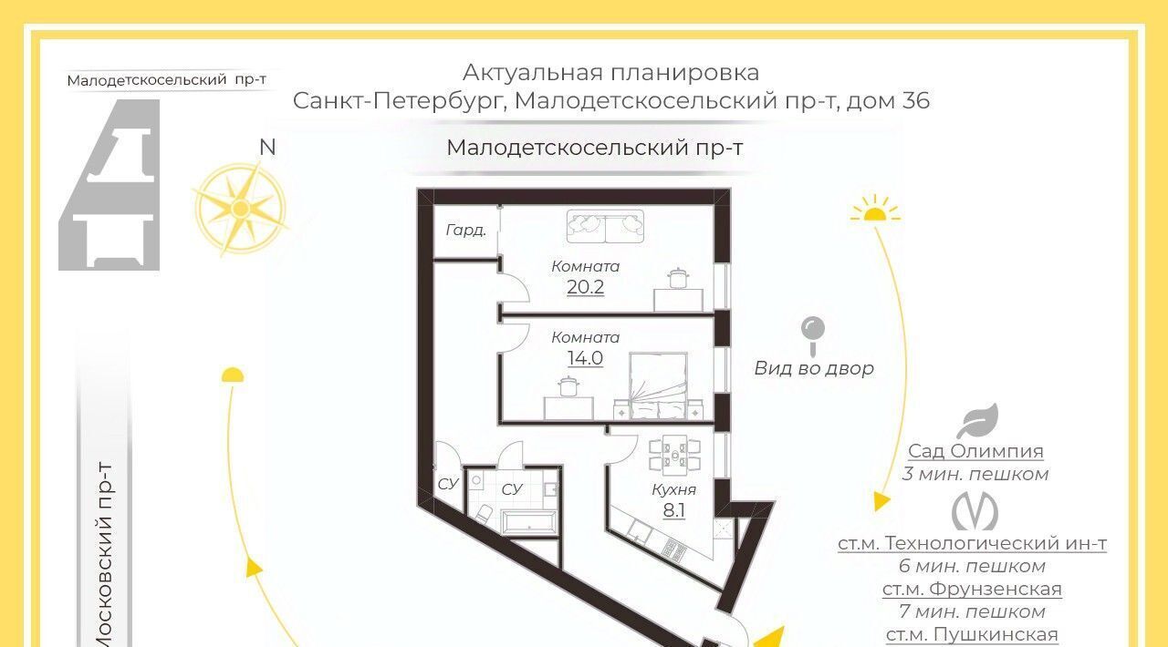 квартира г Санкт-Петербург пр-кт Малодетскосельский 36 Технологический институт фото 2
