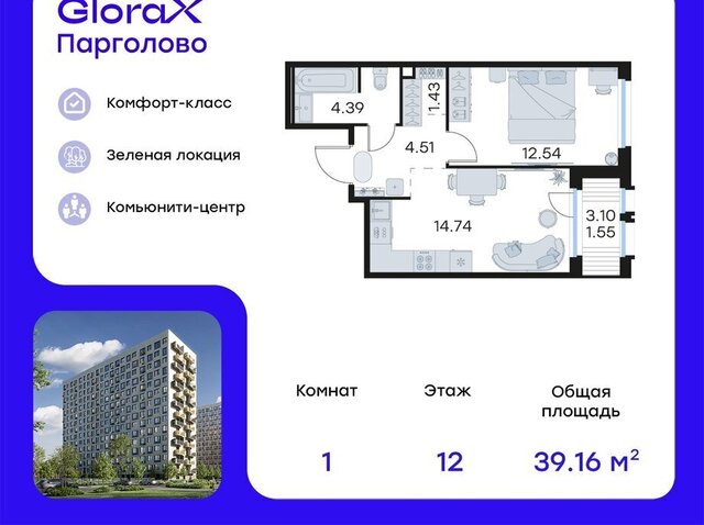 квартира п Парголово метро Проспект Просвещения ЖК Глоракс Парголово фото