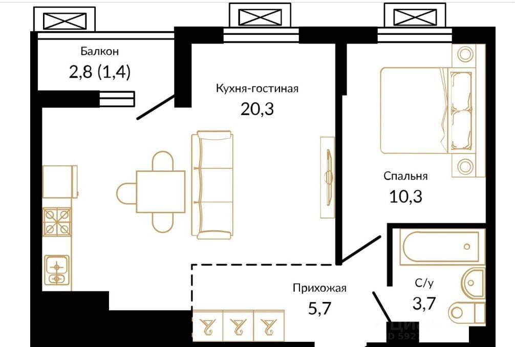 квартира г Краснодар р-н Прикубанский ул им. Даниила Смоляна 71 микрорайон «Южане» фото 4